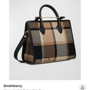 Strathberry Tartan Midi Tote Authentic EUC with dust bag Retail $775